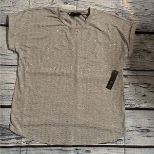 Maternity Gray Short Sleeve Top with Silver Accents